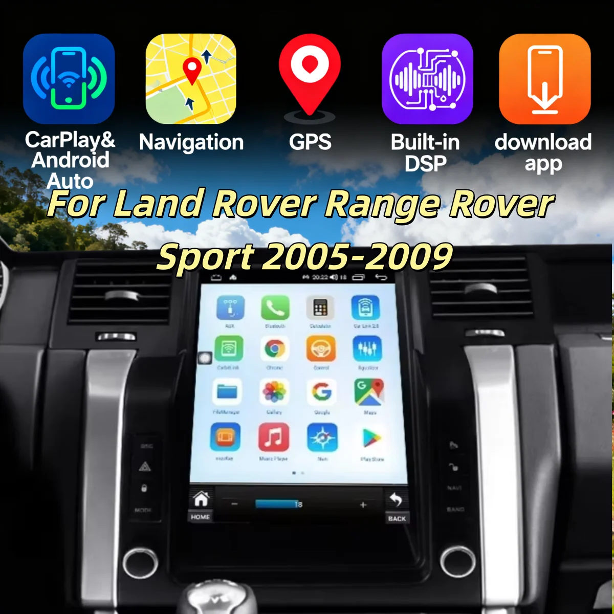 wireless Carplay For Land Rover Range Rover Sport 2005-2009 Android 14 Radio Touch Screen Multmedia Player Auto GPS Navigation