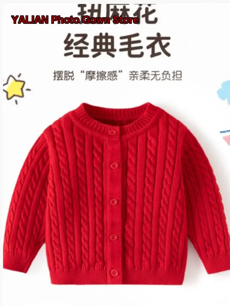 Baby Boy Cardigan Autumn Winter Yarn Knit Top Greeting Outwear Kids
