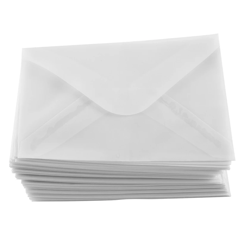 100Pcs Translucent Sulfuric Acid Paper Envelopes Envelopes For DIY Postcard/Card Storage,Wedding Invitations,Gift Packaging