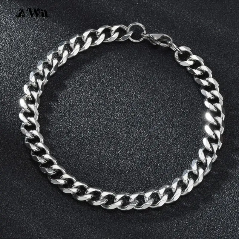 Awit Miniamlist bracciale da uomo gioielli in oro Street Style bracciali a catena cubana in acciaio inossidabile 316L placcato oro 18 carati per