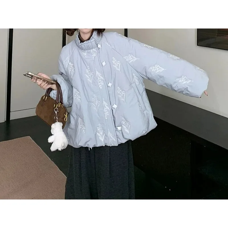 Sweet Single Breasted Cotton Jacket for Women in Winter 2025 New High-end and Thickened Warm Cotton Jacket