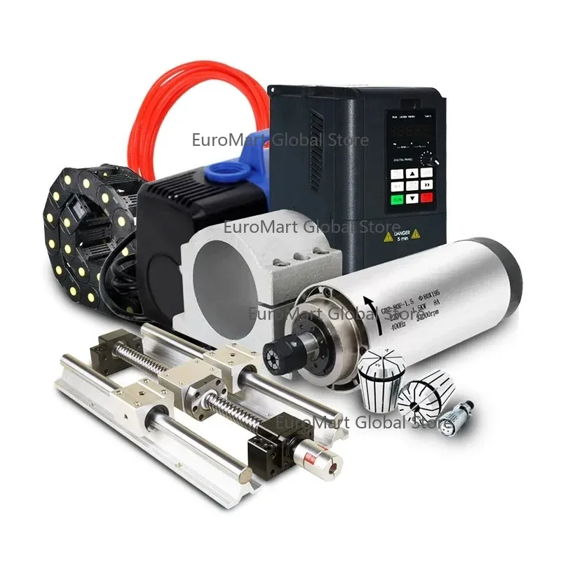 Precision Air Water Cooled CNC Lathe Spindle Kit With Drag Chain And CNC Guide Rail