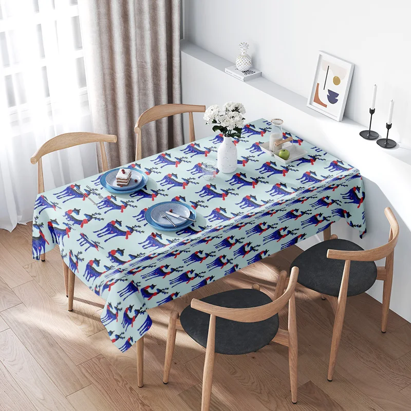 

Modern dining table cloth with colorful bird pattern - washable home textile decor in various sizes - kitchen furniture accessor
