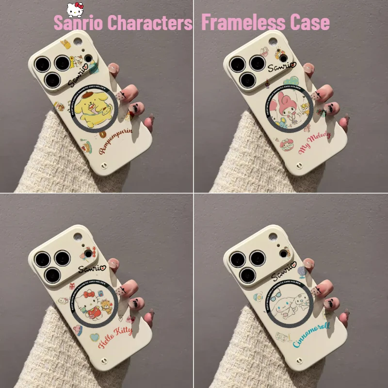 

Popular Cute Sanrio Painted Grilish Frameless Phone Case For IPhone 17 Pro Max 16 15 14 Plus 13 12 Pro for Magsafe Protect Cover