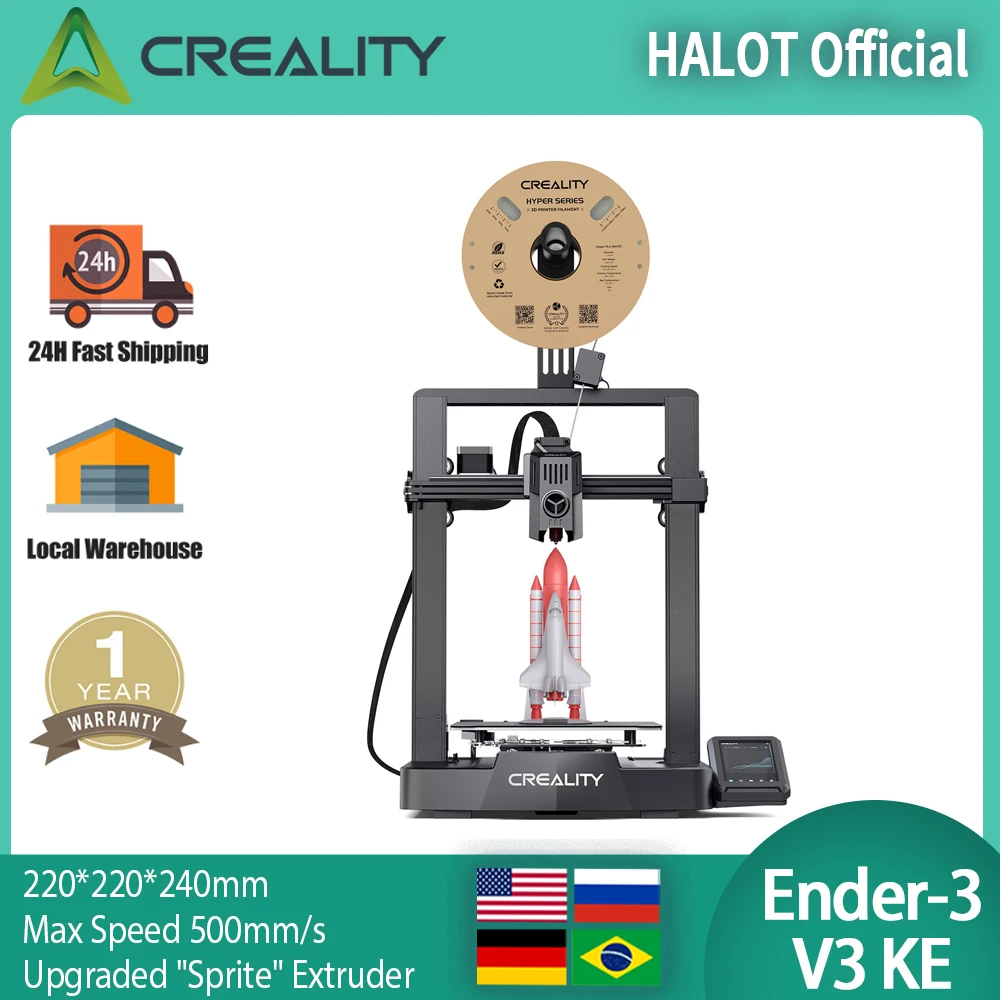 Creality Ender 3 V3 KE 3D 프린터, 최대 인쇄, X축 선형 레일, CR 터치 자동 레벨링, 업그레이드된 스프라이트 직접 압출기, 500 mm/s