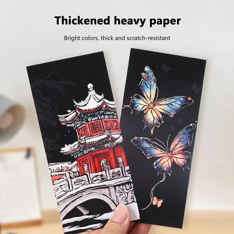 12 pièces signets à gratter ensemble de papier à gratter coloré signet fait à la main jouets de peinture activités d'art amusantes pour les enfants cadeaux de fête