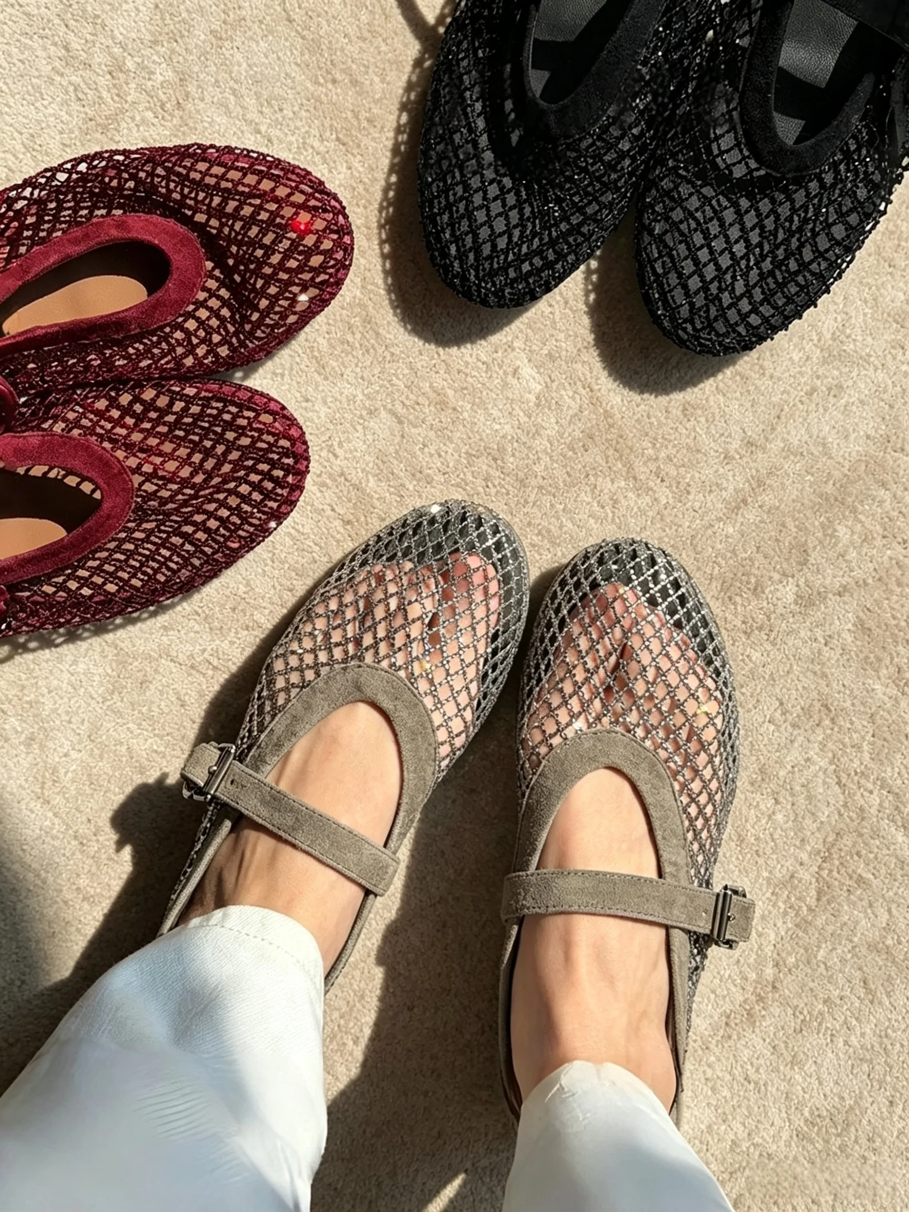 lin-xiaohuo-diamond-embroidered-net-knot-ballet-shoes-women-summer-fishing-net-hollow-mary-janes-flat-low-heel-round-toe