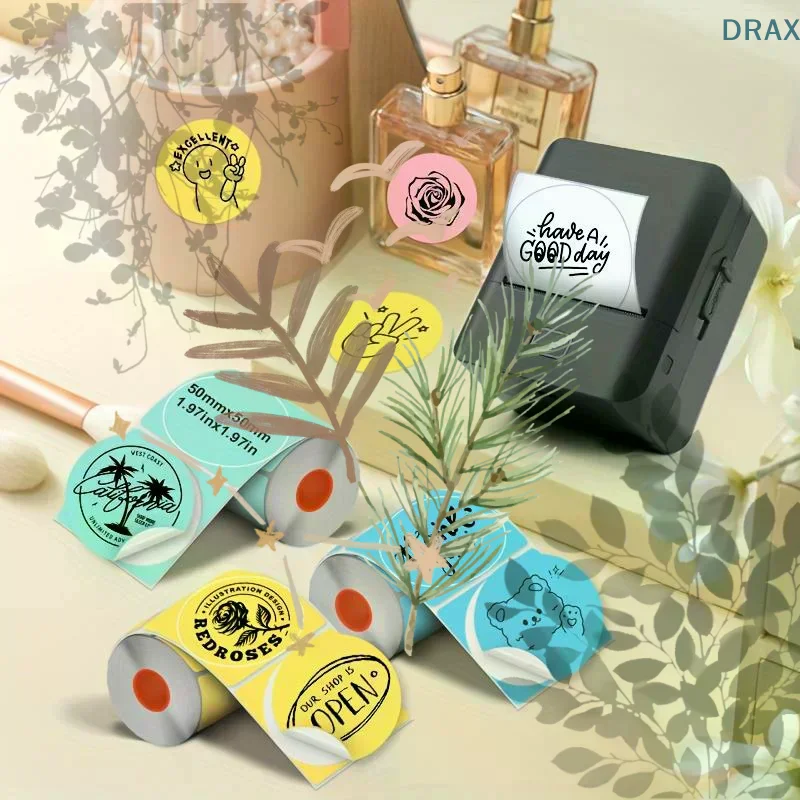 6 Rolls Set of 50mm x 50mm New Self-Adhesive Color Laser Thermal Paper Stickers for Label Printer