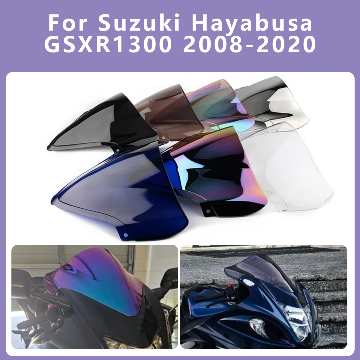

Motorcycle Front Windshield Windscreen For Suzuki Hayabusa GSXR1300 GSX1300R GSXR 1300 GSX R 2008-2020 Wind Deflector Windshield