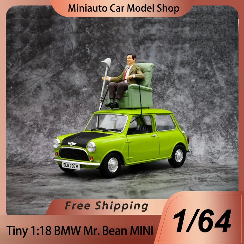 Miniatura de Auto BMW a Escala 1:18, Modelo de Aleación, Mr. Bean con Sofá Verde, Modelo Coleccionable para Entusiastas de la Colección