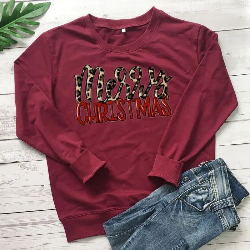 Merry Christmas Sweatshirt, Cute Womens Trees Fashion 100% Cotton Unisex goth kawaii harajuku happy Holidays y2k Drop Shipping