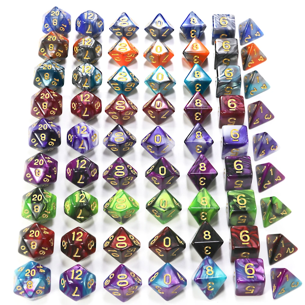 Mixed Colour Polyhedral RPG Dice Set