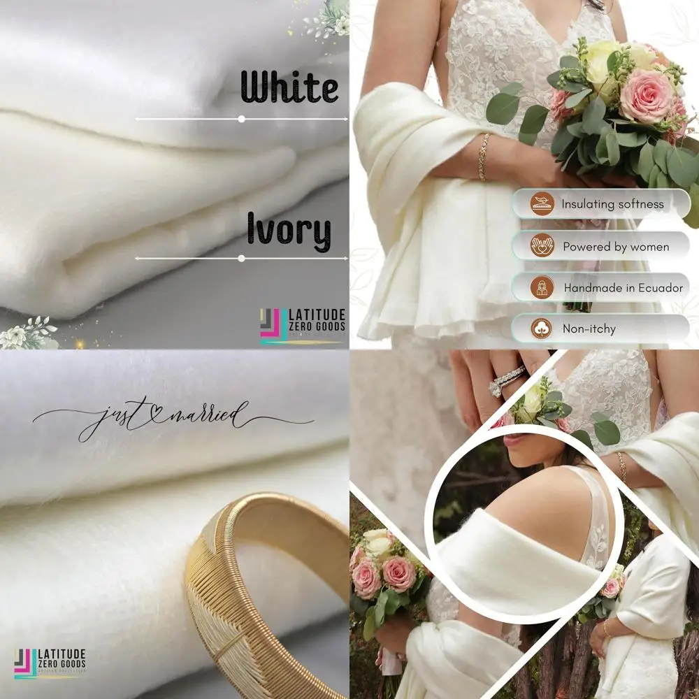 

Роскошная белая шаль из смеси шерсти альпаки, мягкая пашмина для свадьбы