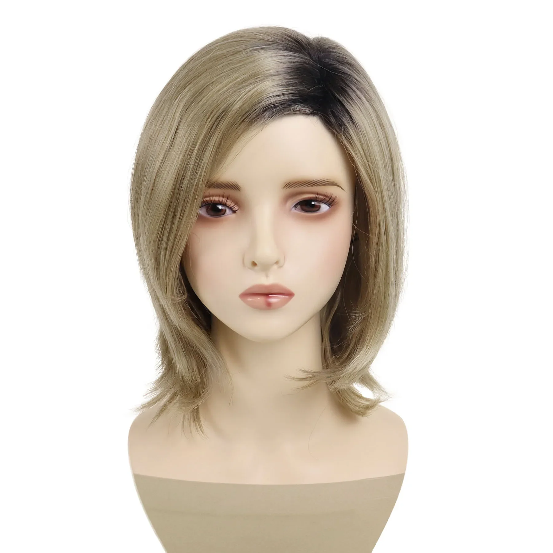 Short Bob Wig with Bangs Synthetic Blonde Wigs for Women Lady Natural Hairstyles Ombre Blond Wig Casual Haircuts Clearance Sale