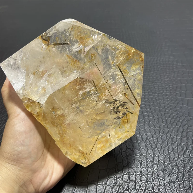 1410g Rainbow Clear Lemurian Seed Quartz with Black tourmaline Natural Point Cluster Crystal Rough Healing