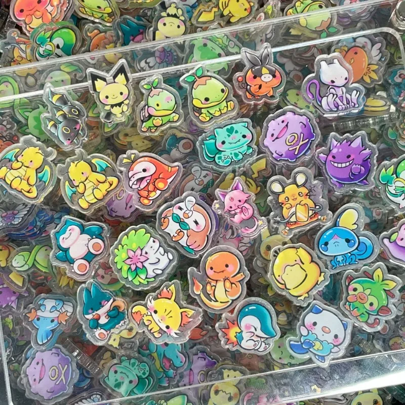 Pokemon Acrylic Piece Animation Cartoon Double-sided Transparent Keychain Refrigerator Magnet Rocker DIY Accessories Material