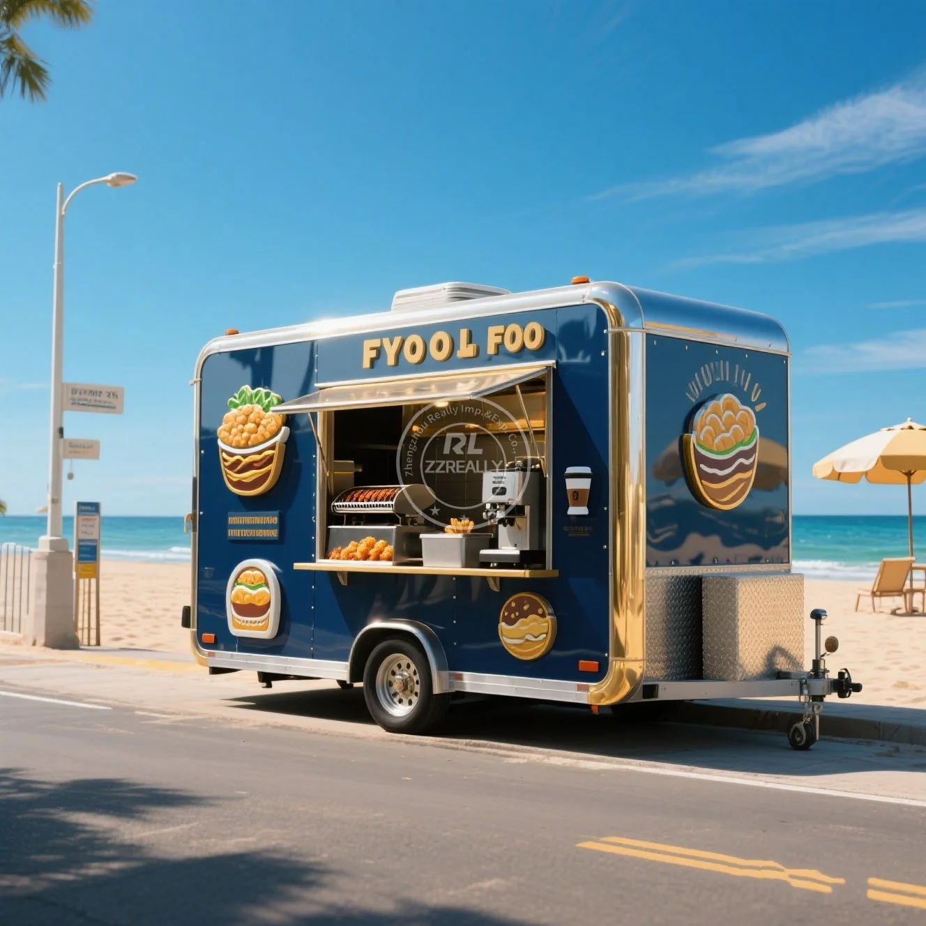 

Grill Food Truck Outdoor Mobile Kitchen Fully Equipment Ice Cream Cart Hot Dog Pizza BBQ Trailer Custom Food Truck Trailer