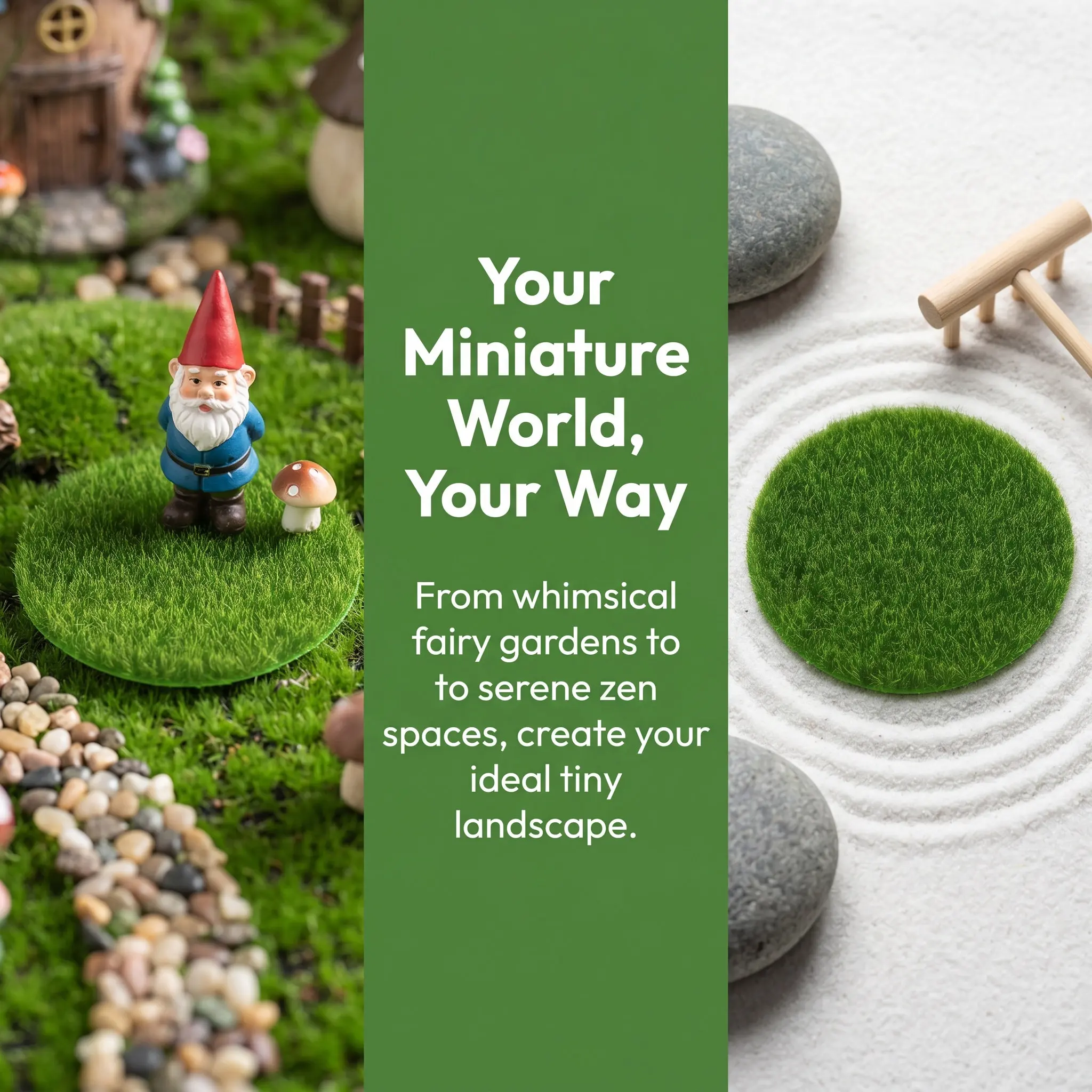 8Pcs Round Miniature Artificial Grass Mat Realistic Moss Sheet DIY Fairy Garden Lawn Zen Garden Decoration Craft Accessory
