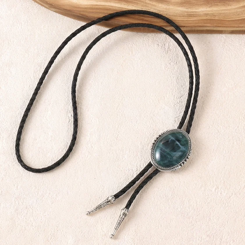 corbata-bolo-vaquera-retro-para-hombre-con-piedras-verdes-azules-y-negras-de-cuero-trenzado-accesorio-de-collar-para-la-t