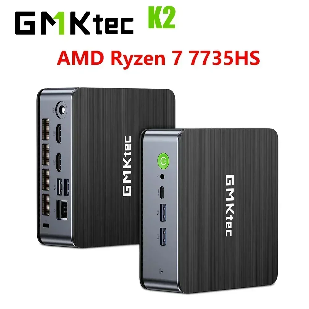 GMKtec K2 AMD Ryzen 7 7735HS Mini PC Windows 11 DDR5 4800Mhz 16GB 512GB PCIe4.0 Nvme SSD WIFI6 BT5.2 Desktop Gaming Computer