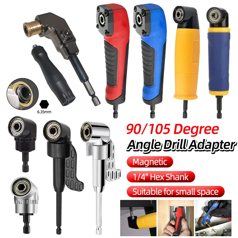 

90/105/360 Degrees 1/4" Hex Shank Magnetic Adapter Bending Drills Reversible Ratchet Screwdriver Adjustable Power Driver Tools