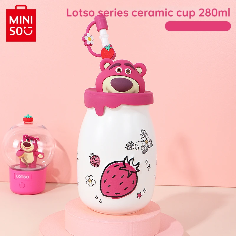 

Genuine MINISO Toy Story Lotso Creative Cartoon Cute Three-dimensional Ceramic Straw Cup with Lid 280ml Coffee Drink Milk Gift