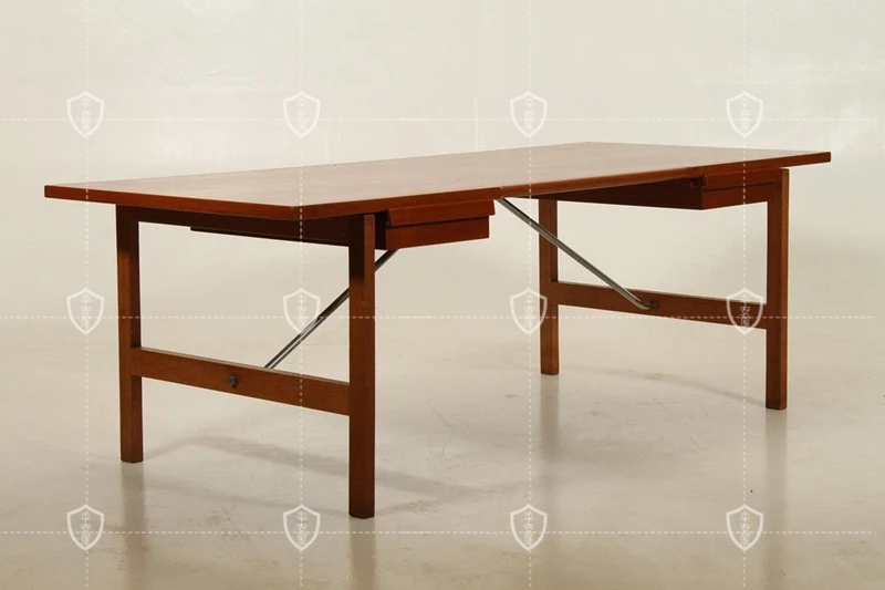 Retro solid wood desk, antique style writing desk designer's surprise silence Nordic desk, simple office desk