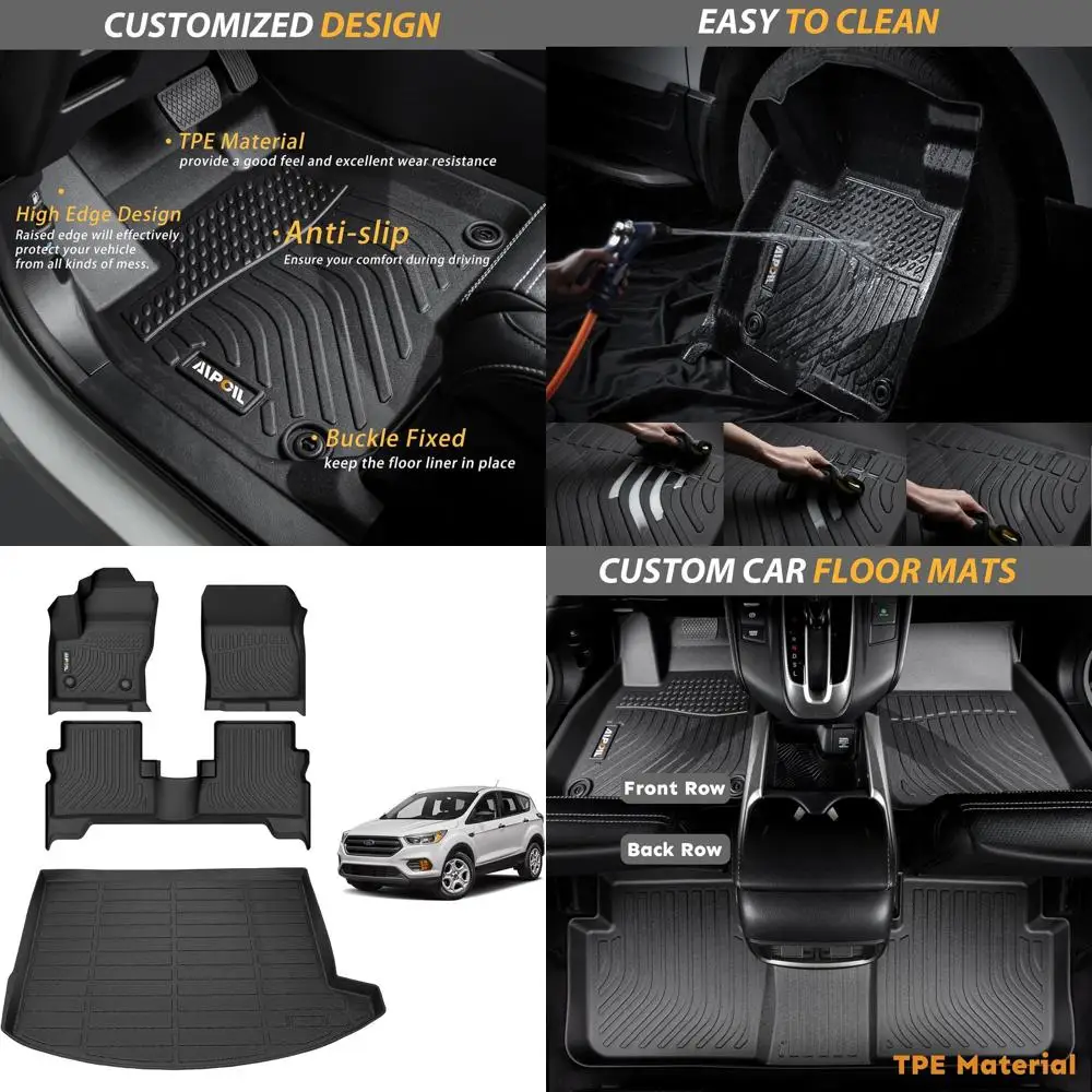 

® Набор напольных ковриков и грузовых вкладышей для Ford Escape 2013-2019 гг., защита от атмосферных воздействий, противоскользящий автомобильный полный комплект из ТПЭ, индивидуальный автомобильный коврик