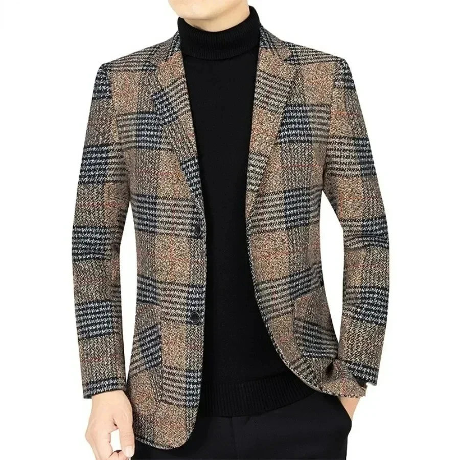 2024 Moda Męska Marynarka Garnitur Anglia Styl Plaid Biznesowe Garnitury Męskie Odzież Conjuntos De Blazer Płaszcz 4XL