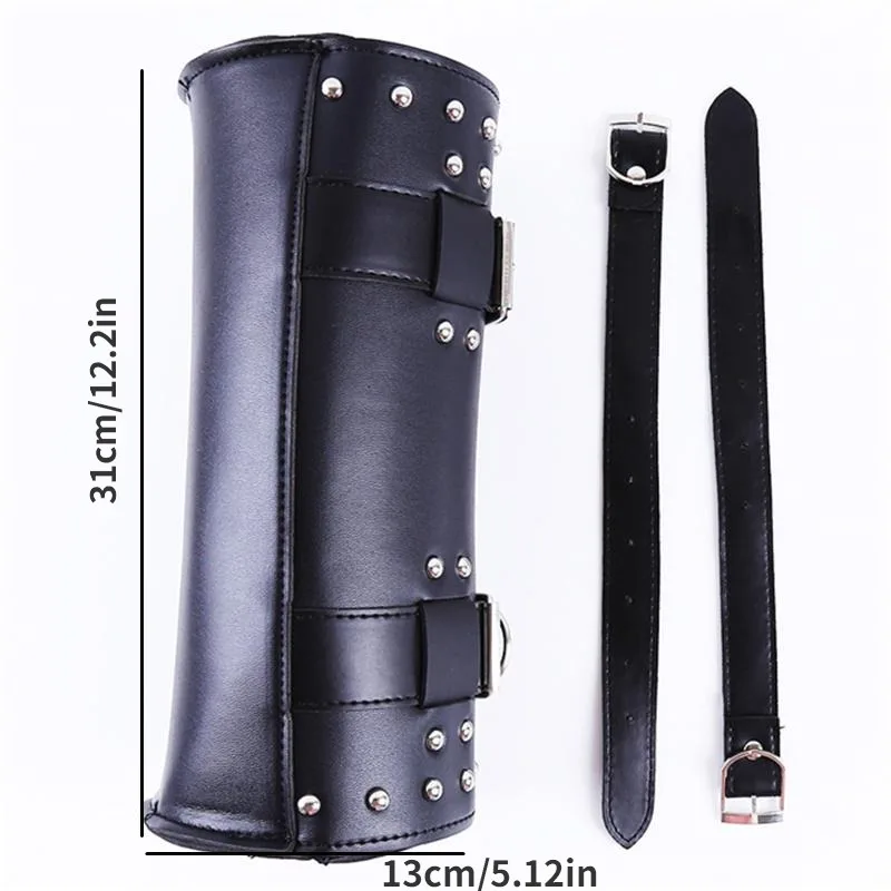 

1Pc Motorcycle Tool Bag Faux Leather Handlebar Roll Bag Waterproof Saddlebag Side Pannier Retro Sissybar Pack for Cruiser