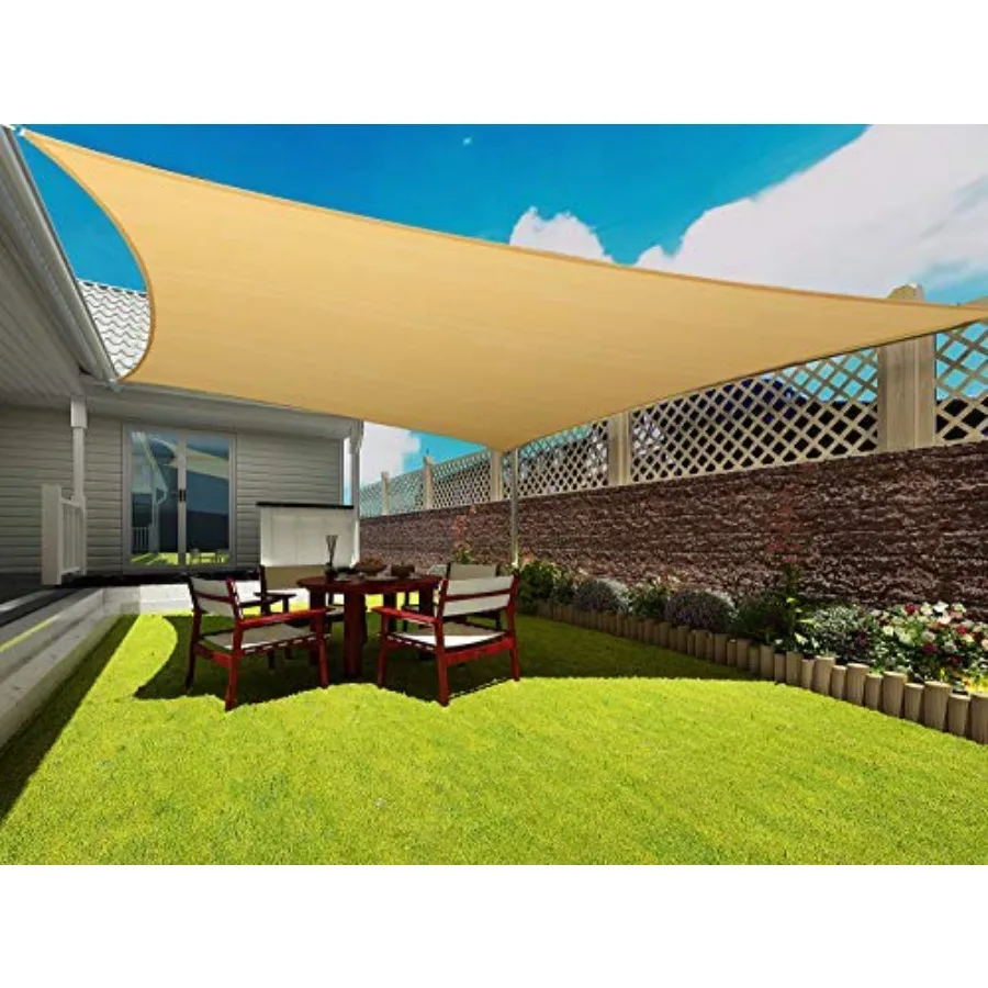 

Rectangle Sun Shade Sail Canopy, 12' x 20' Patio Shade Cloth Outdoor Cover - Sunshade Fabric Awning Shelter for Pergola Backyar