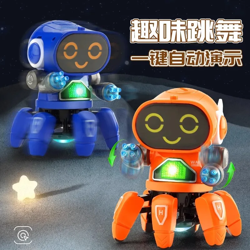 

Электрический робот-игрушка с шестью лапами, музыкальный, светящийся, танцующий, ходячий, с автоматической демонстрацией, интерактивный, для детей, со светодиодами и музыкой