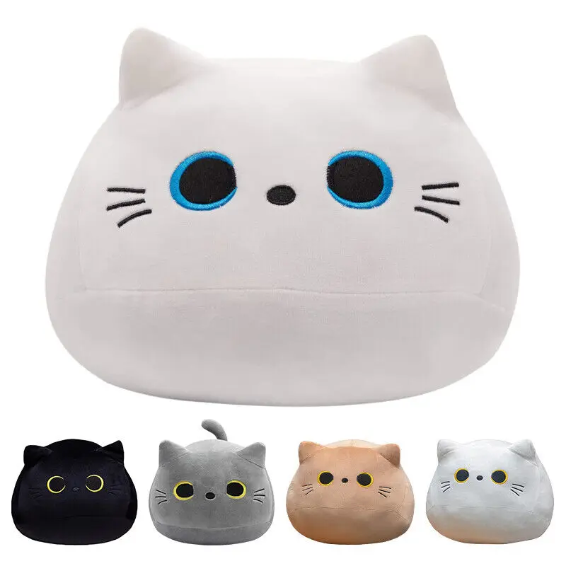 10/30CM Black Cat Plush Pillow Cartoon Cat Head Plushie Stuffed Toys Cat Doll Cat Doll Pillow Plush Toy Cuddly Pillow Cushion