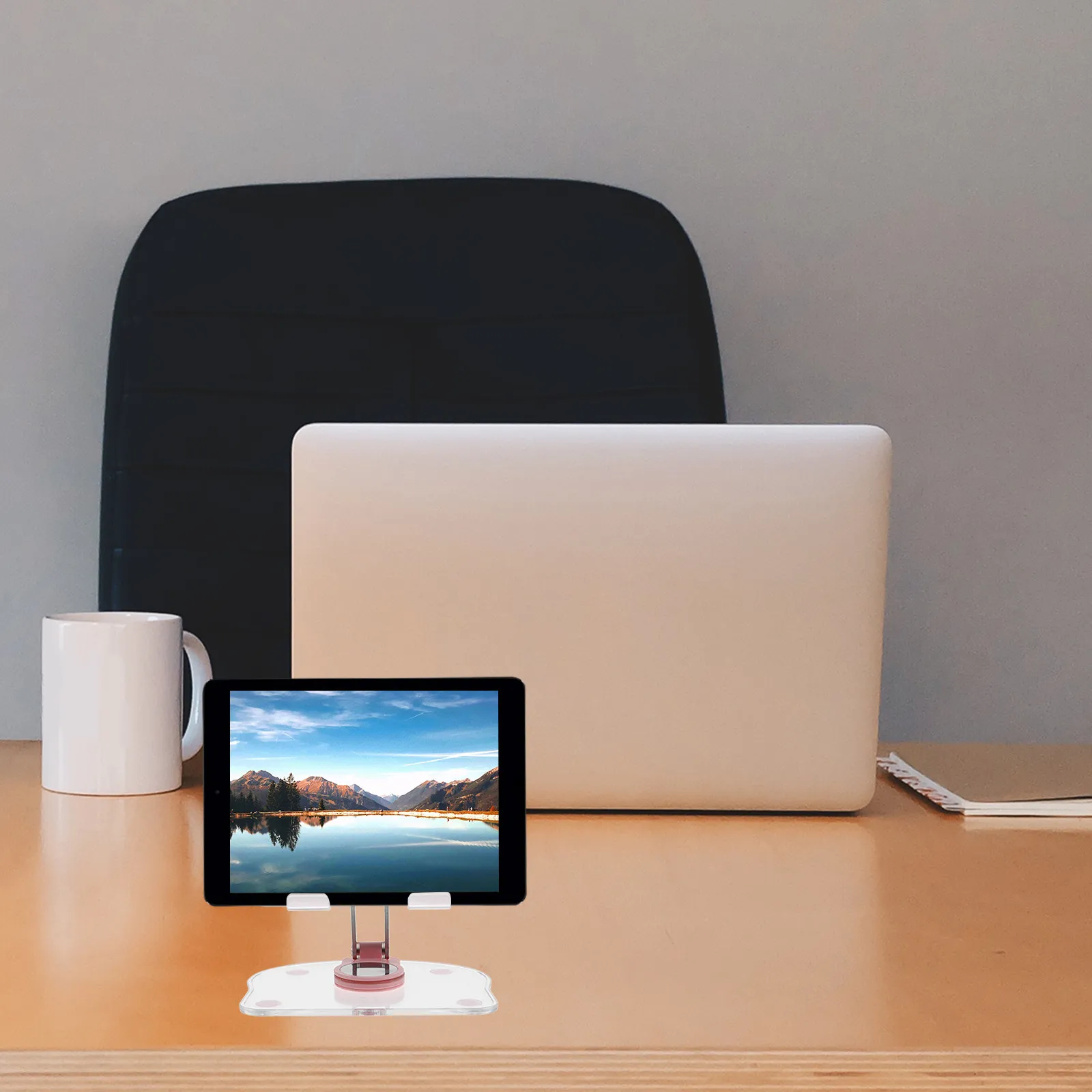 Acrylic Foldable Tablet Stand with 360° Rotation, Adjustable Desktop Holder for Artists, Office, Study & Video Calls