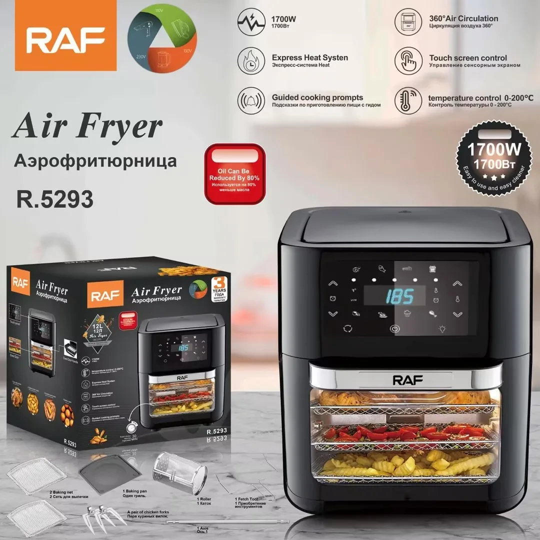 

RAF Европейская трансграничная фритюрница Многофункциональная бытовая духовка Большая емкость Умный сенсорный экран Визуальная электрическая духовка 12 л