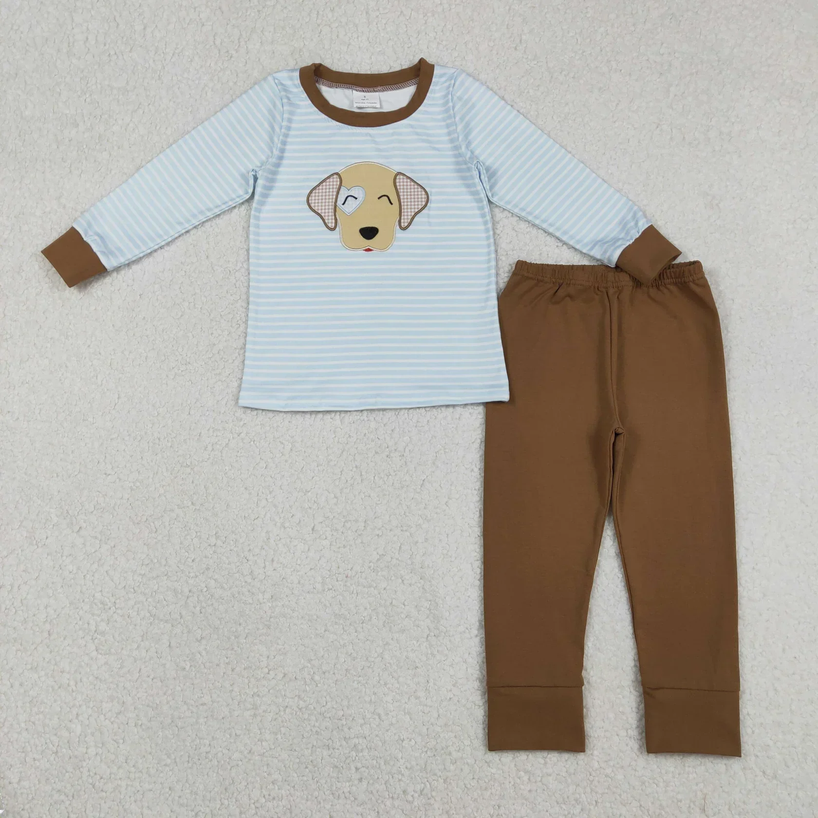 Wholesale Baby Boy Valentine's Day Outfit Boys Children Set Pajamas Kids Toddler Sleepwear Heart Dog Stripes Shirt Cotton Pants