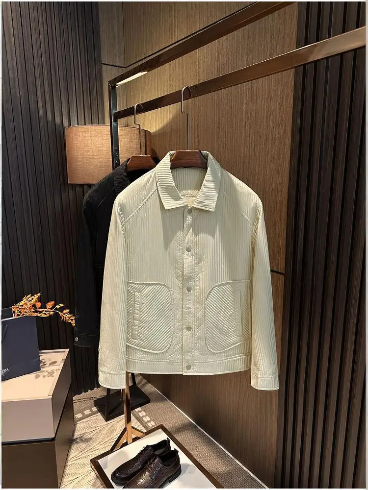 

Ele Pure Color Men's Casual Jaet Stand Collar Versatile Outerwear Spring Autumn Faion Urban Sle Breathable Polyester