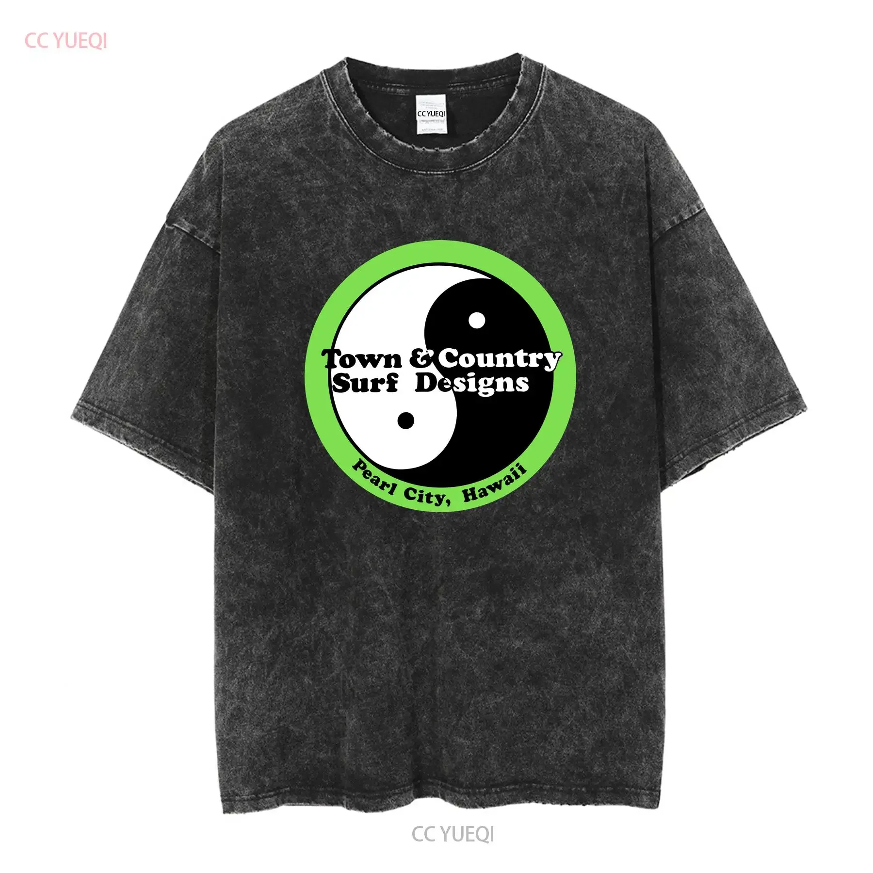 Mens Town And Country Surf Designs Pearl City T C Shirt Medium Black vintage Washed Stylish Versatile fashion Soft homme