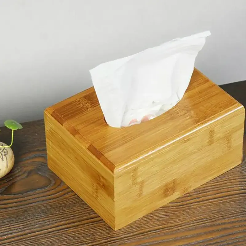 S/M/L Tissue Box Bamboo Napkin Boxes Car Tissue Holder Shelf Storage Case For Household Living Room Bathroom Drawer Paper Box