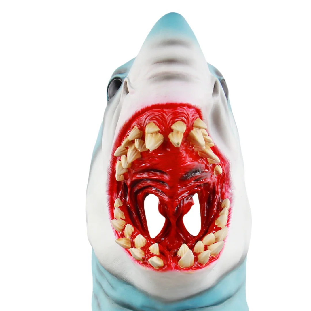 Horror Shark Latex Mask Halloween Cosplay Costume Mask Terror Scary Movie Props Mascara Disfraz Full Face Masks for Adults Men