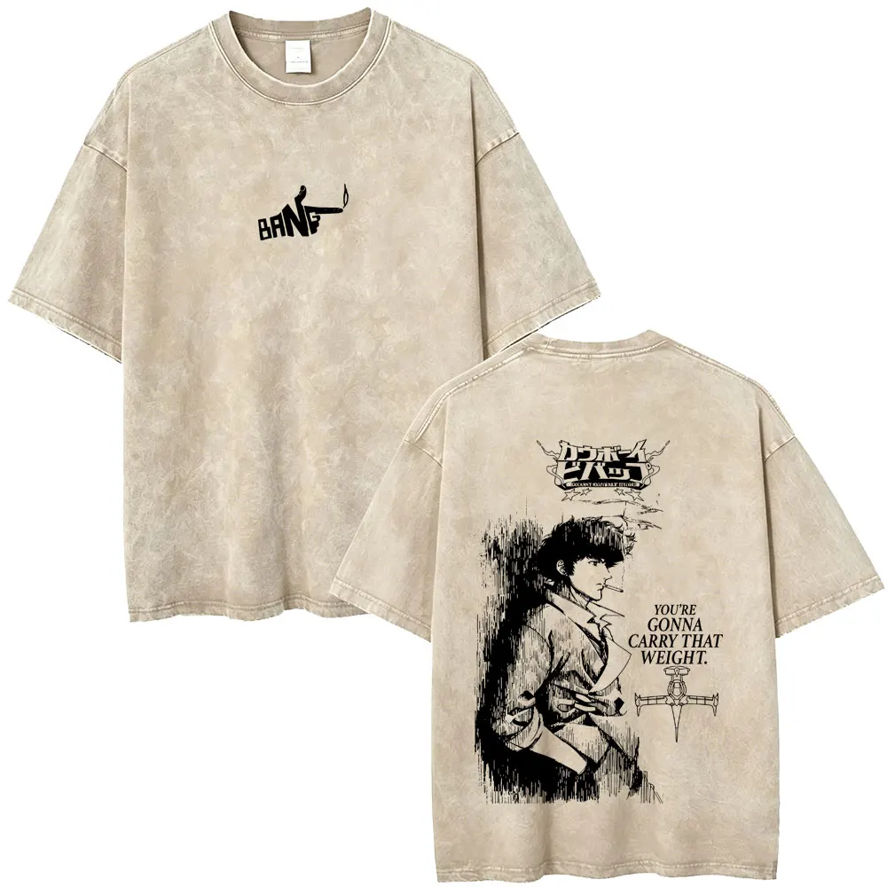 Washed Vintage Anime Cowboy Bebop Spike Spiegel You're Gonna Carry That Weight Graphic T-shirt Men Women Manga Oversized T Shirt