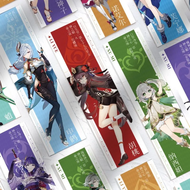 60 закладки Genshin Impact, роль Shenhe, восемь бога, сын, грома, общий орех Kerry, украшения для рабочего стола, закладки «сделай сам»