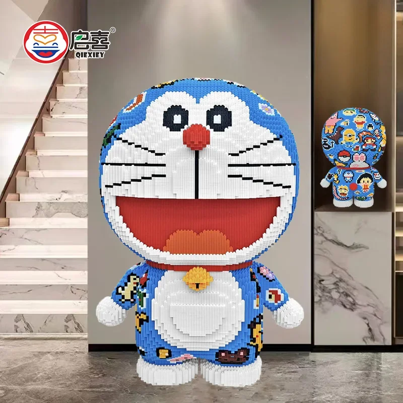 Doraemon klocki do budowy 70cm Model 3D Puzzle Kawaii Doraemon połączenie montażowe Mini cegła figurka zabawka do dekoracji wnętrz