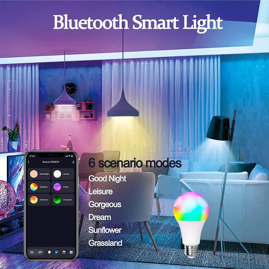 1/2/3 Stuks Tuya Bluetooth Led Slimme Lamp 15W E27 App Controle Dimbaar Led Rgb Gloeilamp Home Slaapkamer Kerstfeest Decor