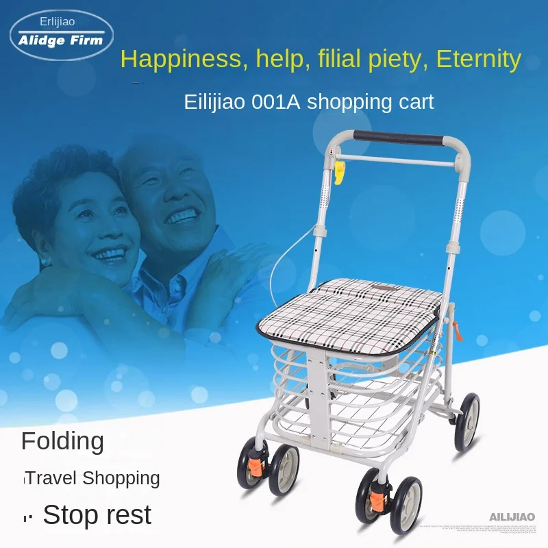 Elderly handcart for grocery shopping  walking assistance elderly shopping cart  small cart for walking assistance folding