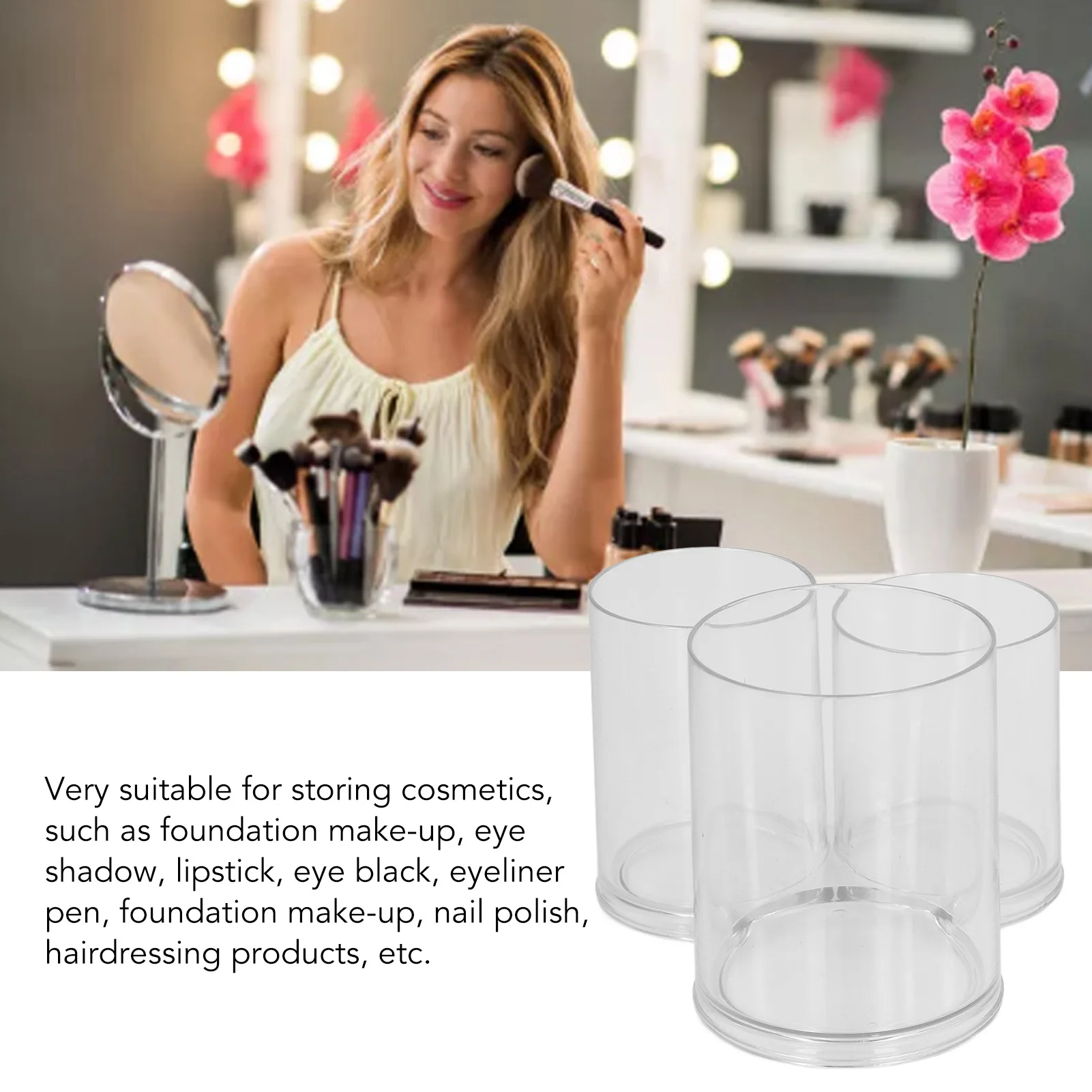 Clear Round Plastic Makeup Container Transparent Cylinder Makeup Brush Holder Organizer Clear Round Plastic Makeup Container