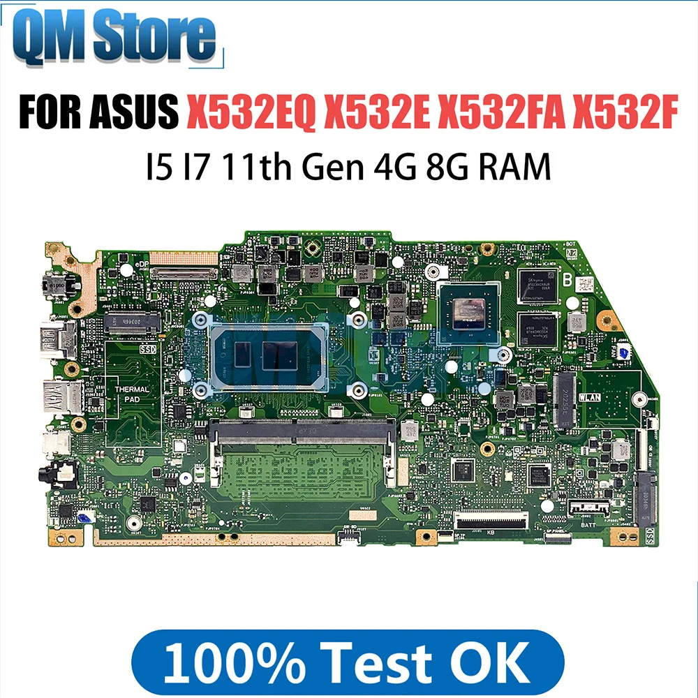 

Ноутбук Материнская плата ASUS VivoBook X532EQ X532E X532EQ X532FA X532F материнская плата для ноутбука с i3 i5 i7 11 ЦП 4 ГБ 8 ГБ ОЗУ