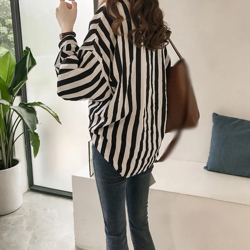 Striped Lape Shirt for Woman Korean Version Casual Versatile Shirts Summer Sun Protection Thin Blouse