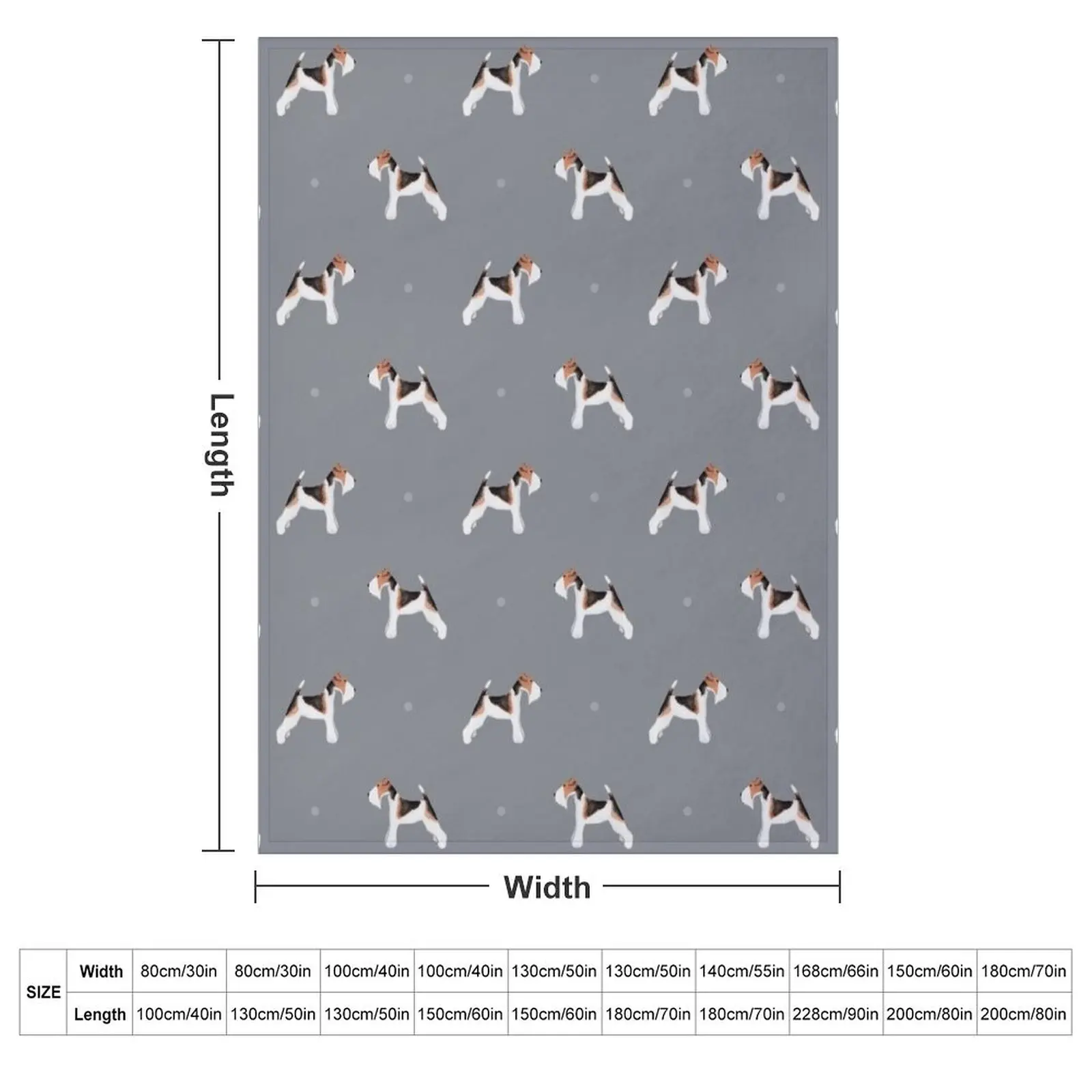 Side facing fox terrier repeat pattern Soft Grey Throw Blanket Sleeping Bag Soft Plaid Quilt Vintage Sofa Blankets