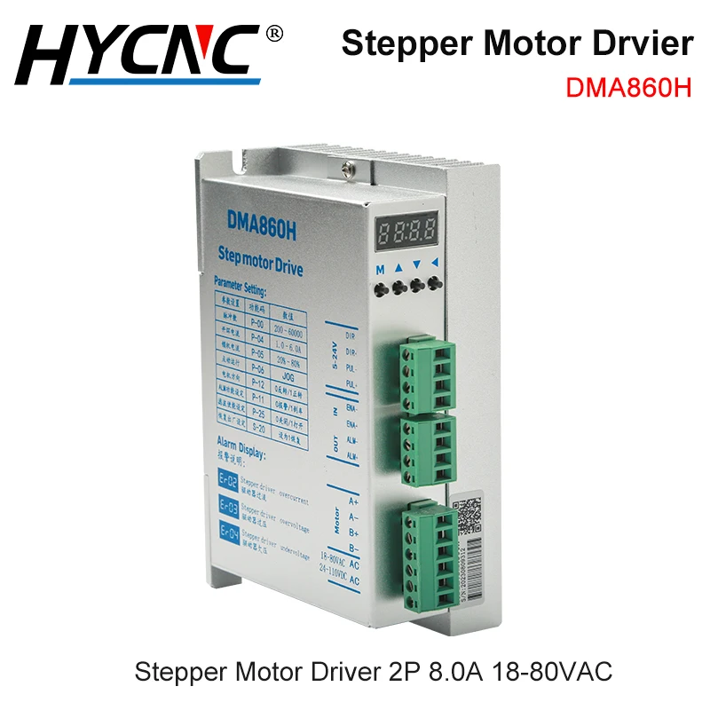 DMA860H Two-Phase 57 86 Stepper Motor Driver 8.0A 18-80VAC Digital Display Driver For CNC Controller Nema34 Motor